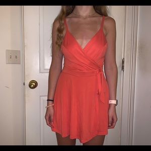 Coral flowy romper